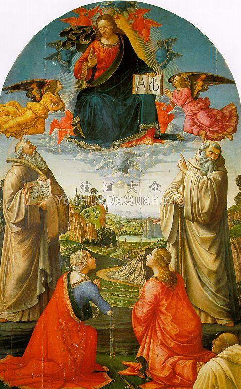 Christ in Heaven with Four Saints and a Donor - 多梅尼科·基尔兰达约